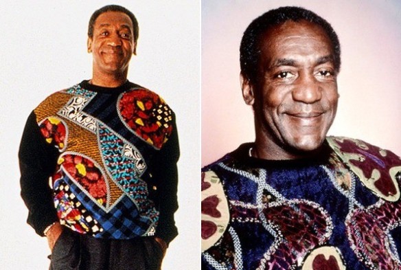 Bill Cosby was famous for wearing COOJI sweaters on The Cosby Show. COOJI sounds like COOCHI. Cosby's character (Cliff Huxtable) was an OB/GYN.