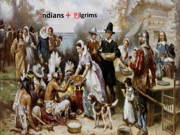 Indians + Pilgrims = Pi/3.14