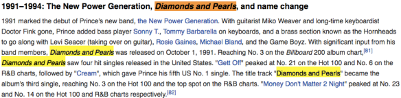 Prince Diamonds and Pearls